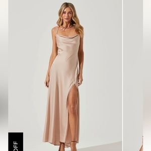 ASTR | Palisades Cowl Neck Maxi Dress | Champagne Rose | Size S